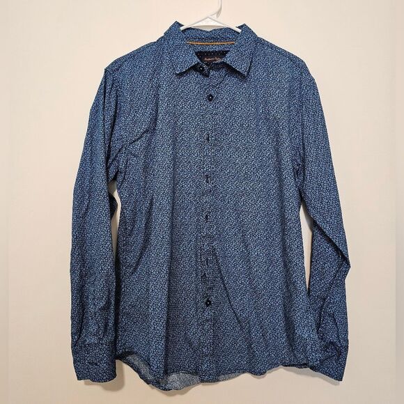 Gentlemens Outfitters Blue Flower Pring Button Down Long Sleeve Large - Picture 1 of 5